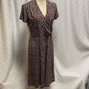East 5th size medium Vibrant geometric Checkered Midi Dress stretch comfy dressy